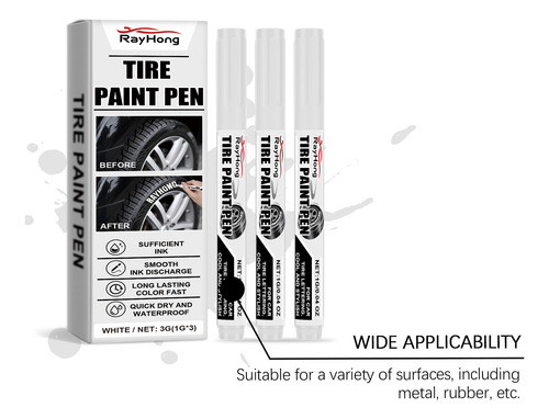 Lápiz De Pintura Blanco Para Neumáticos De Coche J, 3 Ml, Pi