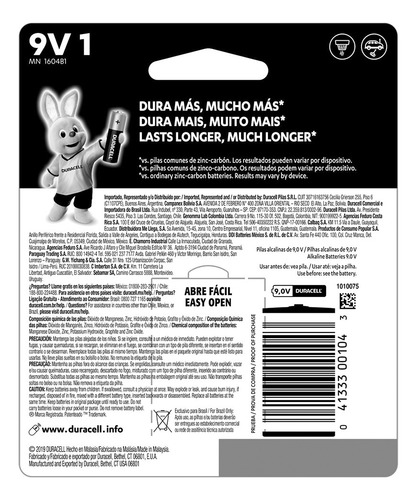 Baterías alcalinas Duracell Coppertop blíster 9v