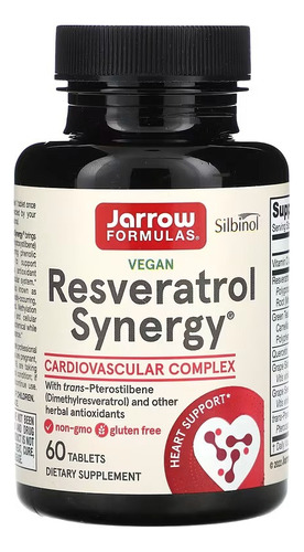 Jarrow Formulas Sinergia De Resveratrol Vegano 60 Tabs Sabor Sin Sabor