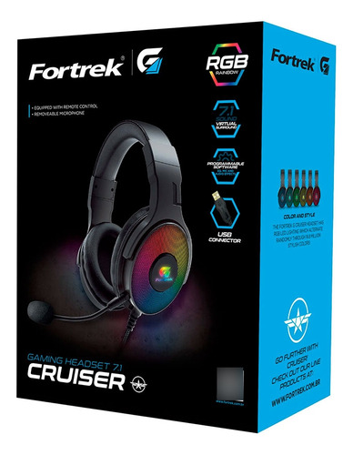 Fone Headset Gamer Fortrek Rgb Cruiser 7.1 Preto