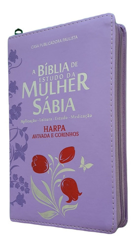 Bíblia De Estudo Da Mulher Sábia Letra Grande Harpa E Zíper