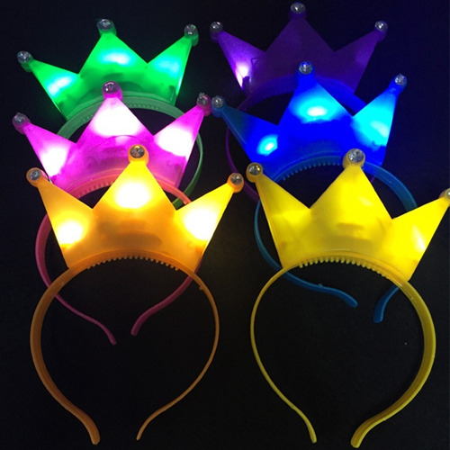 Vincha Corona Led Rey Reina Luminosas X 1 Uni Cotillon Color 6 colores diferentes