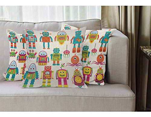 Ekobla Robots Throw Pillow Cover Adorable Funky Octopus