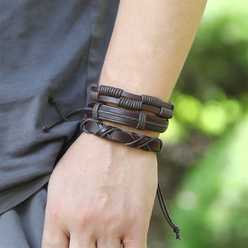 (g)juego De 10 Pulseras De Cuero Trenzado Sencillas