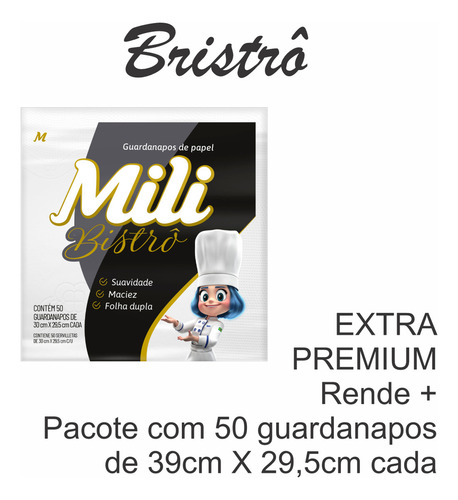 Guardanapo Mili Bistro Folha Dupla 30x29,5cm- 24 Pactes C/50