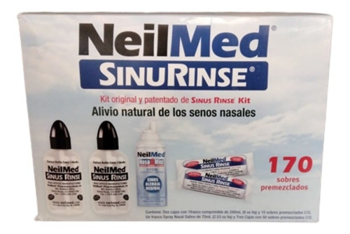 Neilmed Sinus Rinse 2 frascos de 240 ml + 1 spray 75 ml + 170 pacotes de cor incolor
