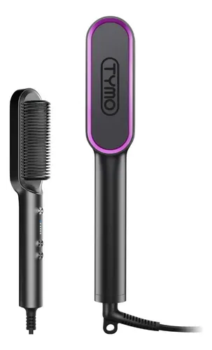 Cepillo Alisador Eléctrico Tymo Ring Peine Alaciador Plancha Cabello Negro Y Púrpura