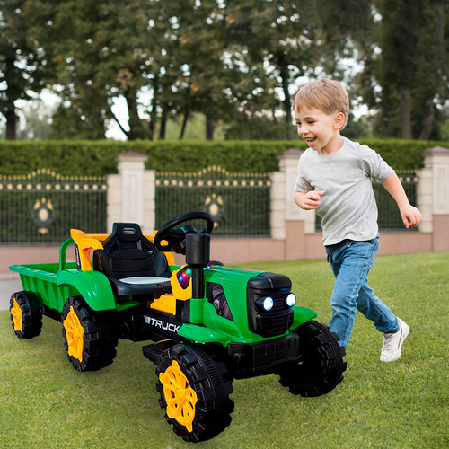 Carro Elétrico Trator Infantil Carretinha Motorizado Verde