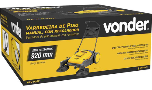 Varredeira Manual Para Piso Com Recolhedor Vpv 920f Vonder