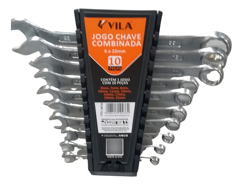Jogo De Chave Combinada 10 Peças - 06 A 22mm Vila