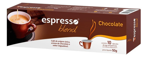 Caixa 10 Cápsulas Café Sabor Chocolate Compativeis Nespresso