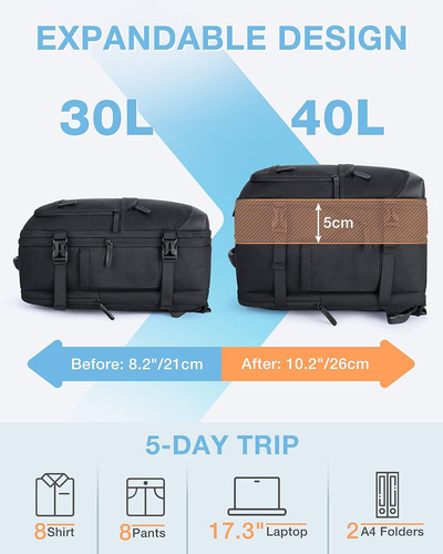 Bagsmart Mochila De Viagem Para Computador Portátil, 40l ...