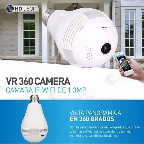 Imagen 3 de 4 de Lampara Led Espía Cámara Hd 360°sensor De Movimientos Alarma