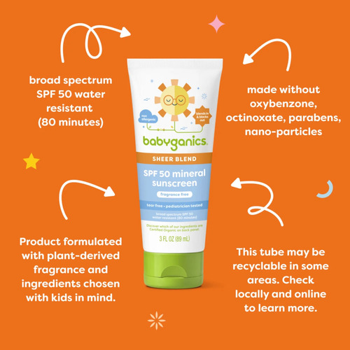 Babyganics Sheer Blend Protetor Solar Fps50 Sem Fragrância