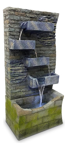 Easygoproducts 4 Tier Rock Water Fountain Con Luz Led Hecha 