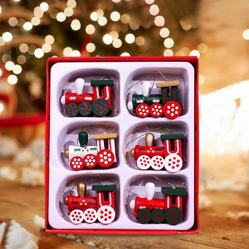 5 X 6 Uds Mini Juego De Tren De Navidad Colgante Para