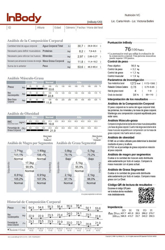 Imagen 2 de 7 de Medición Composición Corporal Masa Grasa Y Muscular - Inbody
