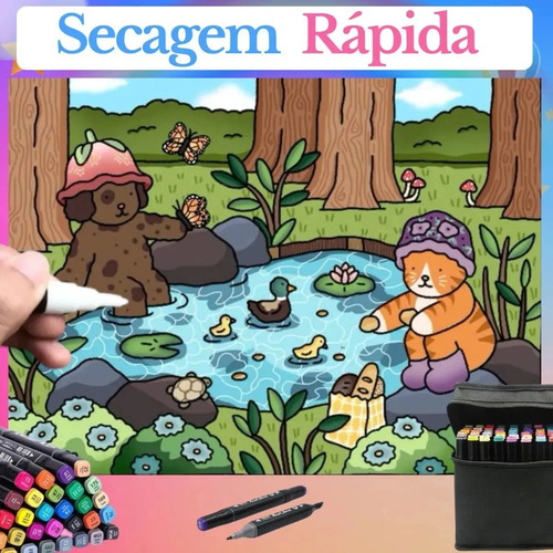 Juego De Libros Para Colorear Capivara Y 48 Lápices Capaciti