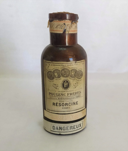 Frasco De Farmacia Antiguo Poulenc Freres Francia 1900