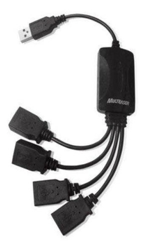 Hub Usb 4 Portas 2.0 Multilaser Flexível Preto - Ac042