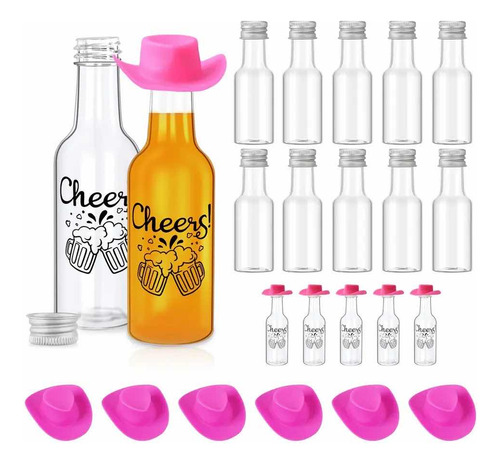 Mini Botellas Licor Con Sombrero Vaquero, Botellas Fiestas