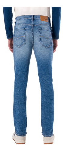 Jeans Oggi Iron Hombre Slim Fit Azul Claro Mezclilla Stretch