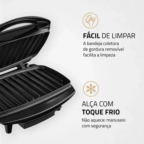 Max Grill G-07 1200w Preto E Inox Mondial | Frete grátis