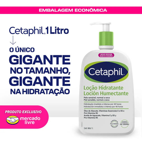 Loção hidratante Cetaphil para pele normal a seca x 1 L