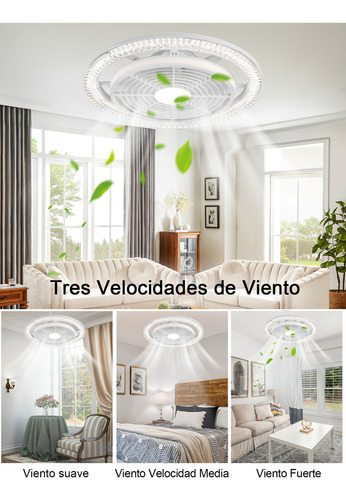 Ventilador De Techo 200w,luces 3 Colores 3 Velocidades