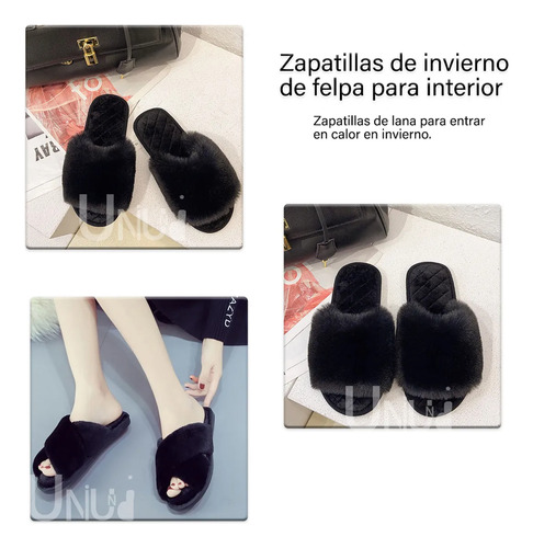 Pantuflas Damas Zapatillas Cómodas Suave De Felpa Cruzada