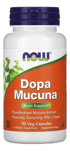 Dopa Mucuna Now Foods 90 Cápsulas Vegetarianas Sabor Sem sabor