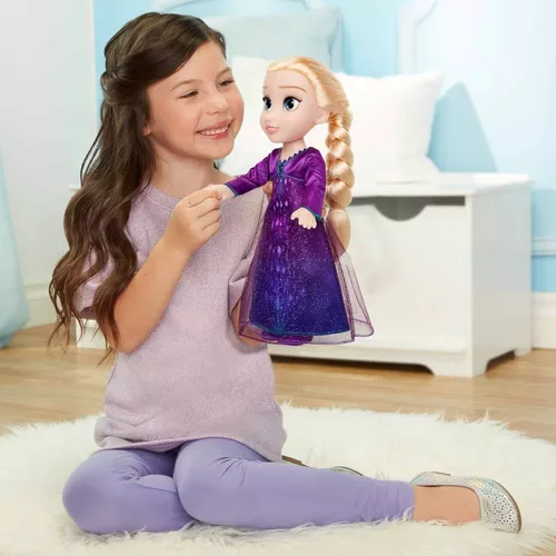 Boneca Frozen 2 Princesa Elsa Canta Vestido Acende Vinil Nfe