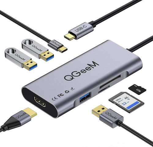 Usb C Hub Hdmi Adapterqgeem 7 Em 1 Tipo C Hub Hdmi 4k3