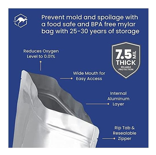 Wallaby Mre Mylar Bag Bundle 10x (7,5 Mil 6,5 X 8,5øøøø) Con Plata Estándar.