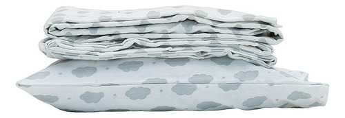 Juego Sábanas Cuna Bebé 4pz Funda Almohada Elige Color Talla Diseño De La Tela 100% Algodón Franela Nubes Gris