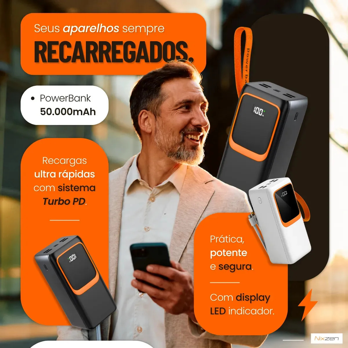 Power Bank Turbo Carregador Portátil 50.000mah Turbo 22.5w Premium Universal Rápida Carga Para... 2