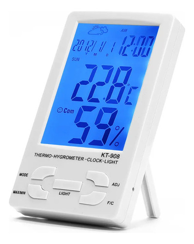 Termómetro Digital Higrómetro Reloj Calendario Despertador