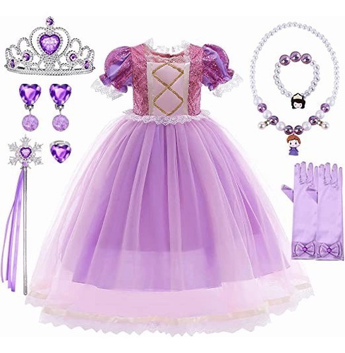 Conjunto De Vestido De Princesa Sofía De Rapunzel Para Cospl