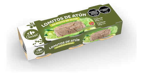 Atún Carrefour entero aceite de oliva en lata sin TACC 80 g pack x 3 u