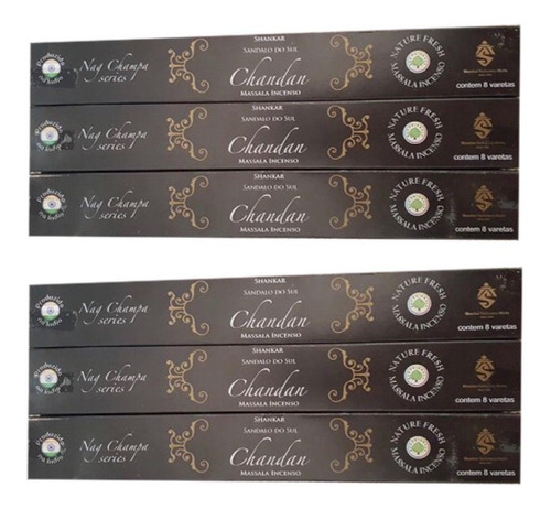 Imagem 2 de 2 de Incenso Nag Champa Shankar Series Chandan Cx.6un.8v.