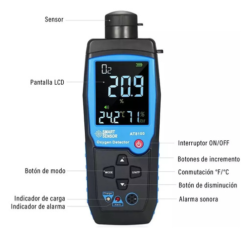 Digital Detectores Oxígeno Portátil Alta Calidad Y Sensible