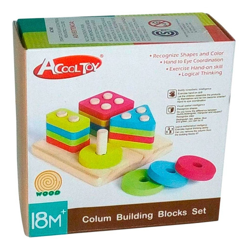 Imagen 5 de 8 de Acool Montessori 1234 Tablero Formas Ensarte Ac7681