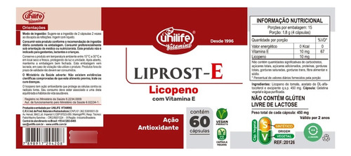 Kit 4 - Liprost E - Licopeno C/ Vit. E - 60 Caps - Unilife
