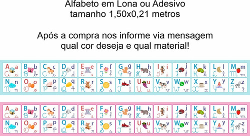Imagem 2 de 2 de Faixa Alfabeto Educacional Lona Ou Adesivo - 1,50x0,21m
