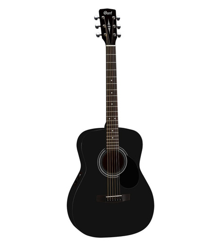 Guitarra Acústica Cort Af510 Black Satin Con Funda - Plus