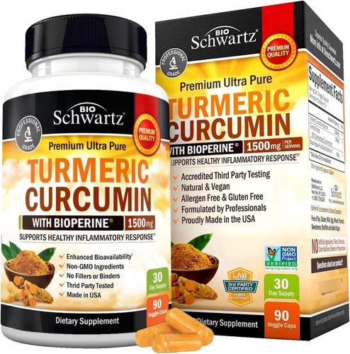 Curcumina De Cúrcuma Con Bioperine  Mg - Apoyo Inflamatori.