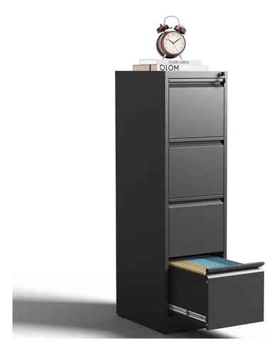 Archivador de 4 cajones con cerradura, archivadores para oficina en casa,  gabinete de archivo vertical de metal blanco de 18 pulgadas de profundidad