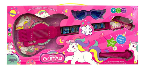 Juguete Guitarra Musical Unicornio Con Micrófono 45 Cm +4año