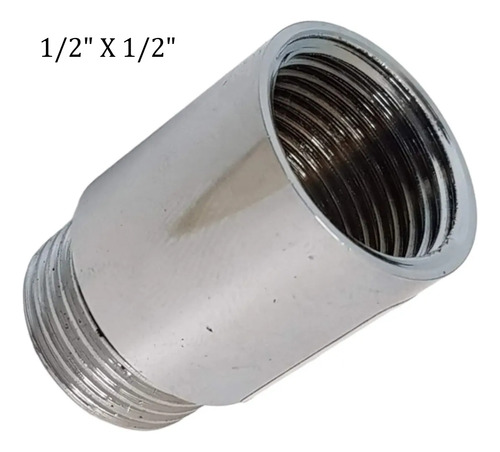 Alargue Prolongador Canilla Bronc 1/2 X 1/2 Pulgadas Trafi Plateado Brillante