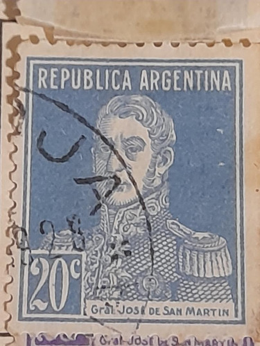Estampilla Argentina San Martín 20c   020   (a3)